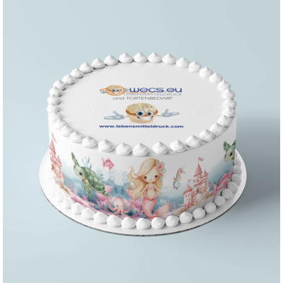 Meerjungfrau - Tortenband essbar 9 cm hoch - 3 x 41 cm auf Premium Fondantpapier