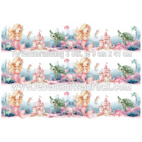Meerjungfrau - Tortenband essbar 9 cm hoch - 3 x 41 cm auf Premium Fondantpapier