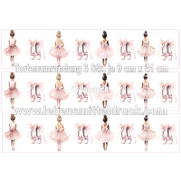 Ballett Ballerina - Tortenband essbar 9 cm hoch - 3 x 41 cm auf Premium Fondantpapier