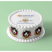 Fußball mit Deutschland Flagge kommt aus Torte  -...