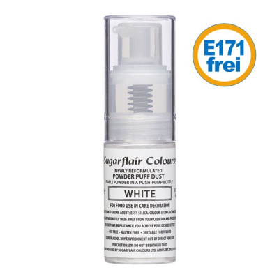 Sugarflair Pumpspray Powder Puff Dust White WEISS Pulver 30 ml - E171frei - zum &Ouml;ffnen und Wiederbef&uuml;llen