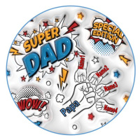 Vatertag Superdad Papa Tortenbild rund mit Namen für bis zu 5 Kindern