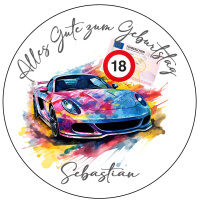 Geburtstag 18 Auto Führerschein Tortenbild rund -...