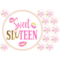 Geburtstag 16 Sweet SixteenTortenbild rund - Name...