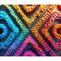 Geometrie Muster Bunt Regenbogen FarbenTortenband Umrandung essbar 6.5 cm hoch auf premium Fondantpapier
