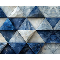 Marmor Geometrie Muster Dreiecke blau Tortenband Umrandung essbar 6.5 cm hoch auf premium Fondantpapier