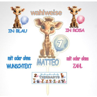 Baby Giraffe mit Luftballon Holz Torten Stecker von...