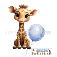Baby Giraffe mit Luftballon Holz Torten Stecker von Zuckerschneckerls Tierbabys bedruckt mit Lebensmitteltinte Rosa Ballon