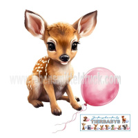 Baby Reh mit Luftballon Holz Torten Stecker von Zuckerschneckerls Tierbabys bedruckt mit Lebensmitteltinte