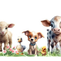 Baby Tiere Bauernhof Tortenband Umrandung essbar 6.5 cm hoch Bordüre auf premium Fondantpapier