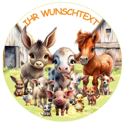 Baby Tiere Bauernhof Tortenbild rund von Zuckerschneckerls Tortenbabys  für Geburtstag Taufe induvidialisierbar