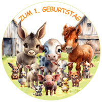 Baby Tiere Bauernhof Tortenbild rund von...