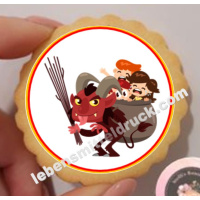 Nikolaus Krampus Aufleger  4 Motive im Set essbar für Lebkuchen, Cupcakes, Kekse, Kuchen in verschiedenen Durchmessern Ausdruck A4