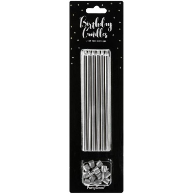 Kerzen Silber  mit Halterung 12 Stück Länge: 12,5 cm extra edel