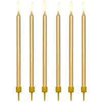 Kerzen Gold mit Halterung 12 St&uuml;ck L&auml;nge: 12,5 cm extra edel