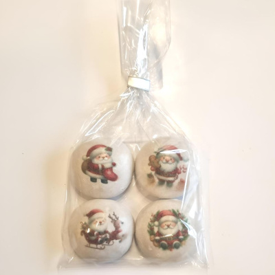 Weihnachtsmann Santa Claus niedlich 4 Stk. Pfeffernüsse glasiert im Geschenkbeutel