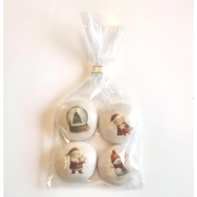 Weihnachten Wunderland 4 Stk. Pfeffernüsse glasiert im Geschenkbeutel - Santa. Mrs. Santa. Schneekugel. Schneemann