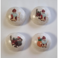 Nikolaus und Krampus 4 Stk. Pfeffernüsse glasiert im Beutel mit goldener Schleife