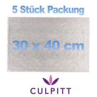 SET 5 x Tortenplatte - rechteckig  silber 30  x 40 cm x 1,2 cm von Culpitt (16 x 12 ")