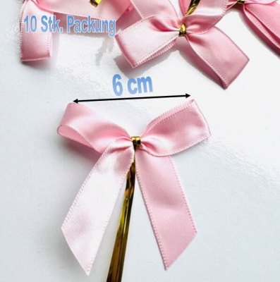 Schleifen rosa 10 Stk. ca. 6 cm Satinband mit praktischem Clipverschluss von Zuckerschneckerls