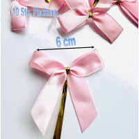 Schleifen rosa 10 Stk. ca. 6 cm Satinband mit praktischem...