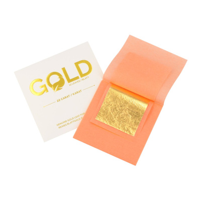 Blattgold 12 Blatt mit 5 x 5 cm 22 Karat - Reines Blattgold zum Dekorieren