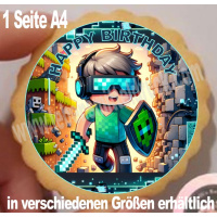 Gaming Gamer Videospiel Pixel rund  Aufleger  klein 1...