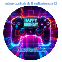 Controller Neon Gaming Videospiel Tortenaufleger essbar...