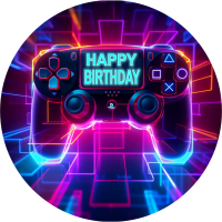 Controller Neon Gaming Videospiel Tortenaufleger essbar in verschiedenen Größen bis 28 cm (A3) 24 cm A3 Druck