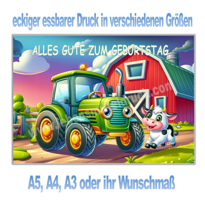 Traktor Bauernhof Geburtstag eckiger Ausdruck essbar bis A3 - Wunschtext und Größe möglich