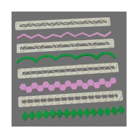 Bordüren Straight Frill 17  bis 20, Set 5, Länge ca 250 mm 4 teilig Geometrische Kanten - Geometric Edging Tappits