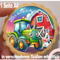 Traktor Bauernhof Kuh Geburtstag rund  Aufleger  klein 1...