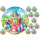 Prinzessinnen Happy Birthday Tortenaufleger 20 cm rund mit Keksauflegern in 4 cm im Set auf Premium Fondantpapier