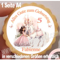 Prinzessin Pferd Schloss rosa rund  Aufleger  klein 1...