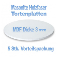 5 Stk. Cake Board rund weiß MDF 15 cm x 3 mm  -...
