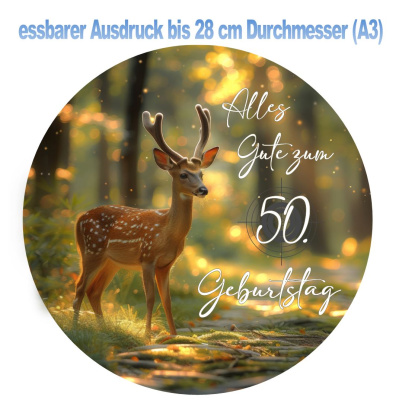 Reh Jagd Wald FadenkreuzTortenaufleger essbar in verschiedenen Größen bis 28 cm individualisierbar 20 cm