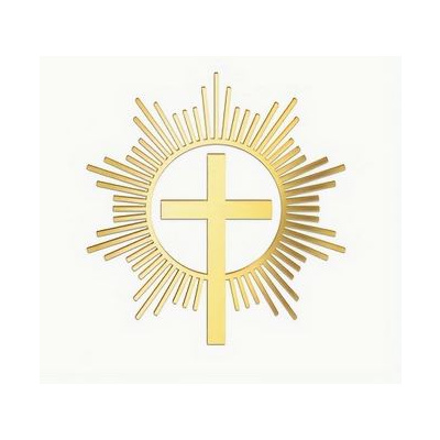Kreuz m Strahlen - Strahlenkreuz Acryl Aufleger Topper Gold/Silber spiegelnd 12 x 12 cm für Erstkommunion, Firmung, Konfirmation, Taufe uvm.