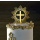Kreuz m Strahlen - Strahlenkreuz Acryl Aufleger Topper Gold/Silber spiegelnd 12 x 12 cm für Erstkommunion, Firmung, Konfirmation, Taufe uvm.