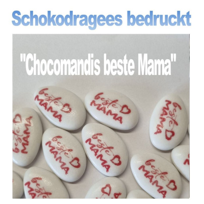 Schokodragees "Chocomandis" Beste Mama 28 Stk. ca. 110 g - essbar bedruckt mit Lebensmitteltinte
