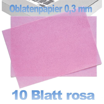 Oblatenpapier dünn baby rosa 0,3 mm 10 Blatt A4 von Decora - Wafer Paper Sonderabfüllung 62.5 g