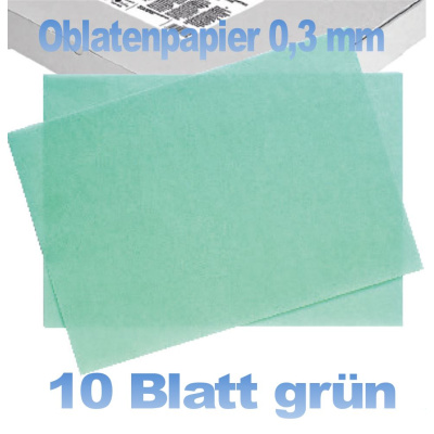 Oblatenpapier dünn helles grün 0,3 mm 10 Blatt A4 von Decora - Wafer Paper Sonderabfüllung 62.5 g