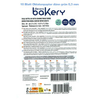 Oblatenpapier dünn helles grün 0,3 mm 10 Blatt A4 von Decora - Wafer Paper Sonderabfüllung 62.5 g