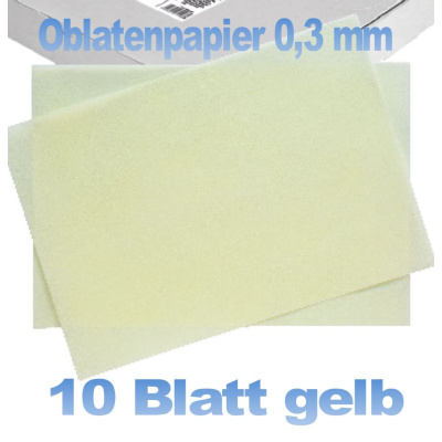 Oblatenpapier dünn gelb 0,3 mm 10 Blatt A4 von Decora - Wafer Paper Sonderabfüllung 62.5 g