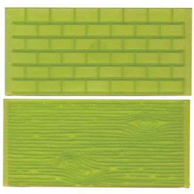 fmm Impression Mat - Ziegel und Holz Texturmatten - Set 2 teilig