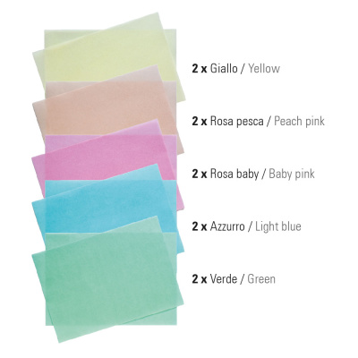 Oblatenpapier dünn färbig sortiert 0,3 mm 10 Blatt A4 von Decora - Wafer Paper in gleb grün blau rosa und pfirsich