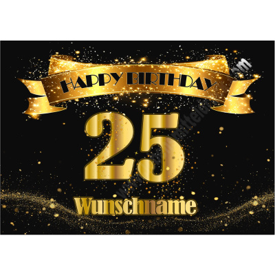 Geburtstag Happy Birthday schwarz Gold Zahlengeburtstag mit Name