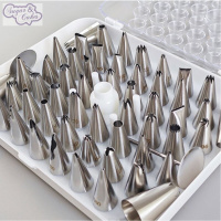 Spritztüllenset Ededelstahl 52-teilig Plus 2 x Blumennagel und Adapter - in der praktischen Kunststoff Aufbewahrungsbox