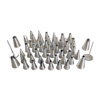 Spritztüllenset Ededelstahl 52-teilig Plus 2 x Blumennagel und Adapter - in der praktischen Kunststoff Aufbewahrungsbox