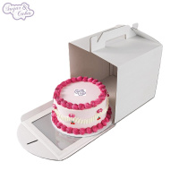 Tortenkarton 30,5 x 30,5 x 35,5 cm mit Henkel und Sichtfenster vorne, weiß,  Cake Box