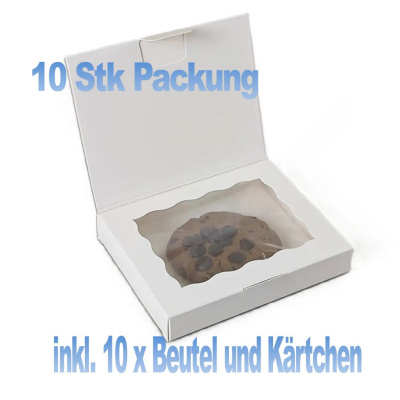 Cookie Geschenk Box 10 x 12 ,5 x 2 cm 10 Stk./Pkg - perfekte Verpackung für 4 Pfeffernüsse oder Chocomandis
